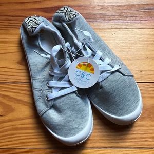 C&C California Grey Cotton Sneakers, NWT, 10M